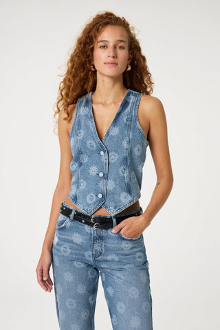 Fabienne Chapot Sun Print Denim Waistcoat Gigi - MMJs Fashion