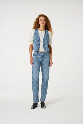 Fabienne Chapot Sun Print Denim Waistcoat Gigi - MMJs Fashion