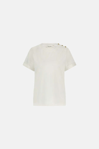 Fabienne Chapot T-Shirt with Buttons Ivory Molly - MMJs Fashion