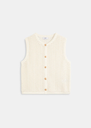 Suncoo Knitted Cotton Waistcoat Ivory Gemi