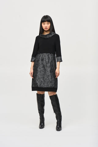 Joseph Ribkoff Black and Grey Cocoon Dress - MMJs Fashion