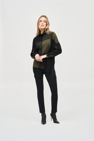 Joseph Ribkoff Green Black Colour Block Jumper - MMJs Fashion