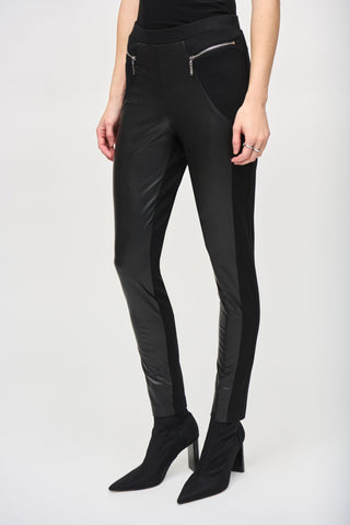 Joseph Ribkoff Knit and Leatherette Leggings Black - MMJs Fashion