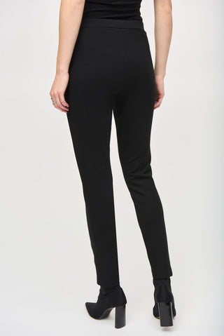 Joseph Ribkoff Knit and Leatherette Leggings Black - MMJs Fashion