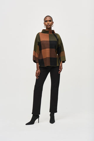 Joseph Ribkoff Plaid Jacquard Jumper Brown Green - MMJs Fashion