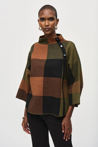 Joseph Ribkoff Plaid Jacquard Jumper Brown Green - MMJs Fashion