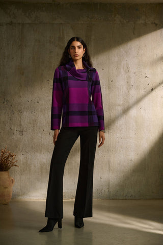 Joseph Ribkoff Purple Jacquard Cowl Neck Jumper - MMJs Fashion