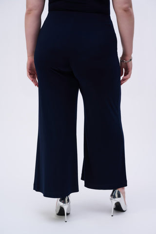 Joseph Ribkoff Silky Knit Pull - On Wide - Leg Trousers Navy Blue - MMJs Fashion