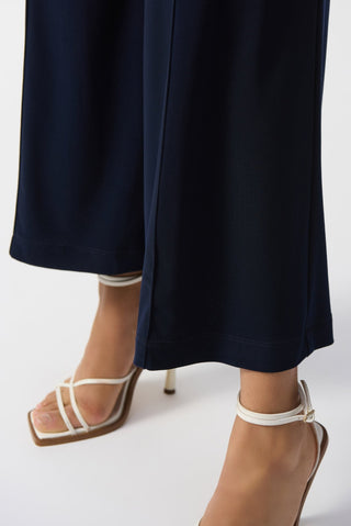 Joseph Ribkoff Silky Knit Pull - On Wide - Leg Trousers Navy Blue - MMJs Fashion