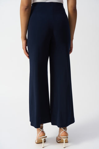 Joseph Ribkoff Silky Knit Pull - On Wide - Leg Trousers Navy Blue - MMJs Fashion