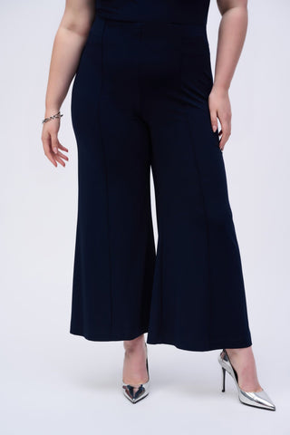 Joseph Ribkoff Silky Knit Pull - On Wide - Leg Trousers Navy Blue - MMJs Fashion