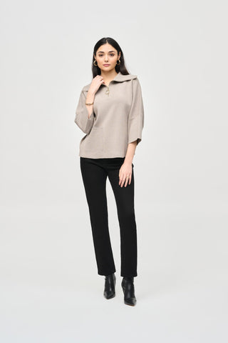 Joseph Ribkoff Zipped Collar Jumper Beige - MMJs Fashion