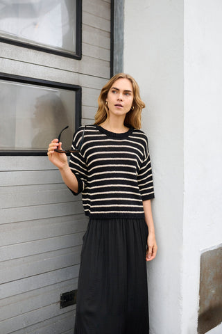 Kaffe Black & Ivory Stripe Jumper Ysabel - MMJs Fashion