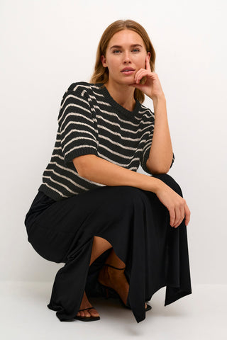 Kaffe Black & Ivory Stripe Jumper Ysabel - MMJs Fashion