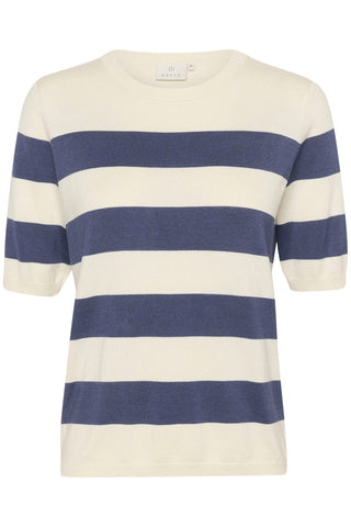 Kaffe Blue & White Stripe Short Sleeve Jumper Lizza - MMJs Fashion