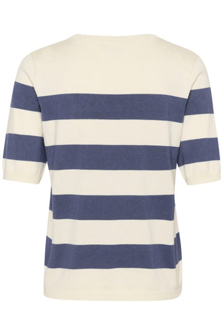 Kaffe Blue & White Stripe Short Sleeve Jumper Lizza - MMJs Fashion