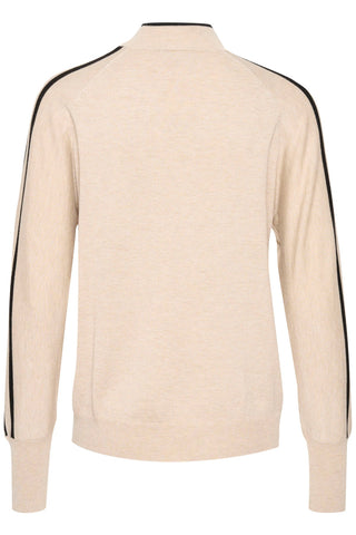 Kaffe Jumper with Stripe Sleeves Beige Henriette - MMJs Fashion