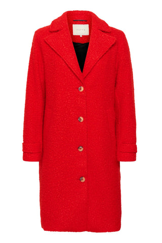 Kaffe Knee Length Coat Red Anne - MMJs Fashion