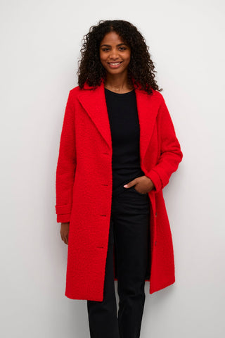 Kaffe Knee Length Coat Red Anne - MMJs Fashion