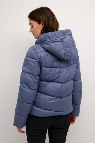 Kaffe Padded Short Coat with Hood Blue Susanne - MMJs Fashion