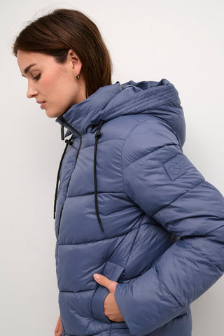 Kaffe Padded Short Coat with Hood Blue Susanne - MMJs Fashion