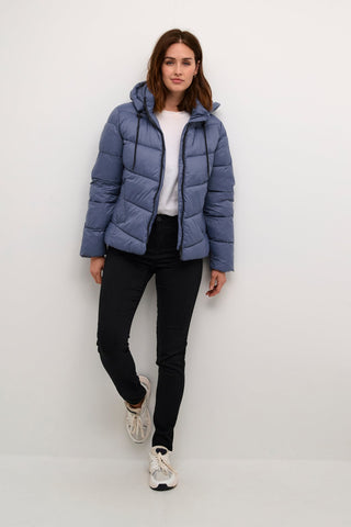 Kaffe Padded Short Coat with Hood Blue Susanne - MMJs Fashion