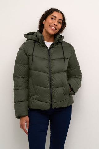 Kaffe Padded Short Coat with Hood Green Susanne - MMJs Fashion