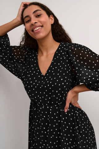 Kaffe Polka Dot Dress Black White Sally - MMJs Fashion