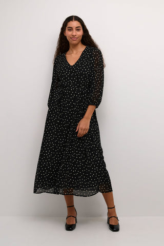 Kaffe Polka Dot Dress Black White Sally - MMJs Fashion