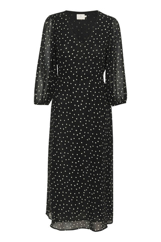 Kaffe Polka Dot Dress Black White Sally - MMJs Fashion