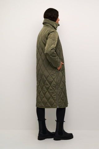 Kaffe Quilted Midi Coat Green Lindsay - MMJs Fashion