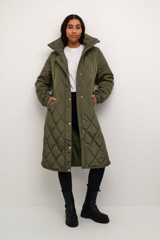 Kaffe Quilted Midi Coat Green Lindsay - MMJs Fashion