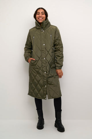 Kaffe Quilted Midi Coat Green Lindsay - MMJs Fashion