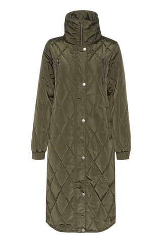 Kaffe Quilted Midi Coat Green Lindsay - MMJs Fashion