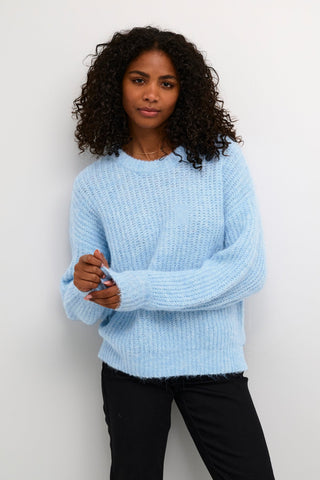 Kaffe Rib Knit Jumper Light Blue Michelle - MMJs Fashion