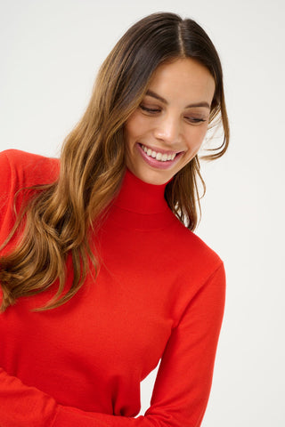 Kaffe Roll Neck Jumper Fiery Red Astrid - MMJs Fashion