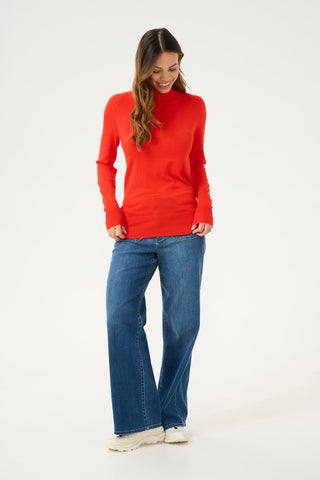 Kaffe Roll Neck Jumper Fiery Red Astrid - MMJs Fashion