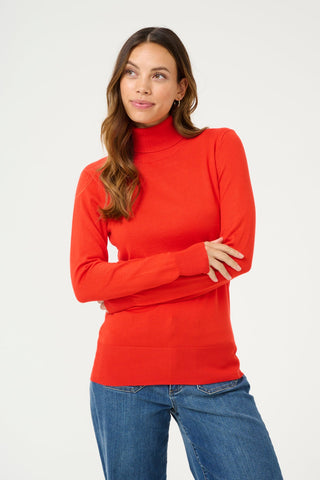 Kaffe Roll Neck Jumper Fiery Red Astrid - MMJs Fashion