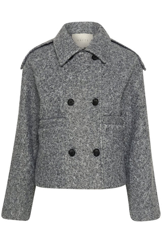 Kaffe Short Double Breasted Jacket Grey Melange Tory - MMJs Fashion