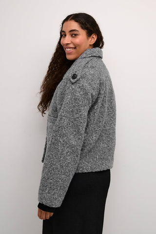 Kaffe Short Double Breasted Jacket Grey Melange Tory - MMJs Fashion