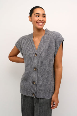 Kaffe Sleeveless Cardigan Grey Nellia - MMJs Fashion