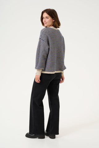 Kaffe Stripe Jumper Blue Beige Ellery - MMJs Fashion