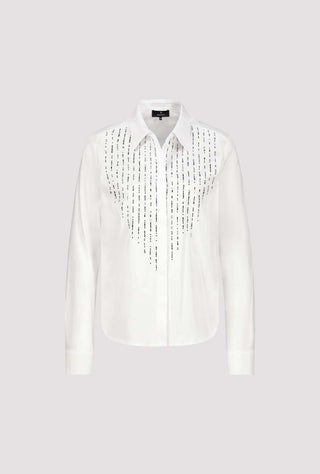 Monari Blouse with Rhinestone Embellishment White - MMJs Fashion