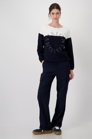 Monari Colour Block Jumper Blue Ivory - MMJs Fashion