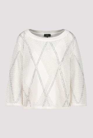 Monari Diamond Pattern Rhinestone Jumper Ivory - MMJs Fashion