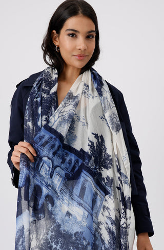 Monari English Garden Print Scarf Blue - MMJs Fashion