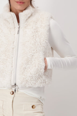 Monari Faux Fur Gilet Ivory - MMJs Fashion