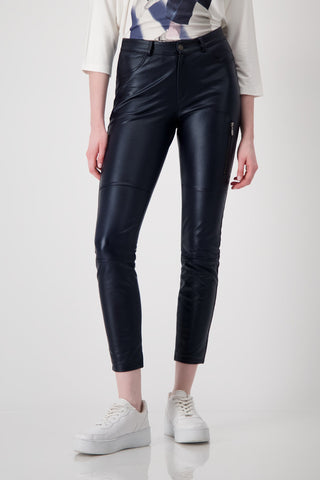 Monari Faux Leather Skinny Trousers Dark Blue - MMJs Fashion