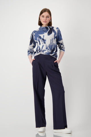 Monari Floral Jacquard Jumper Blue Beige - MMJs Fashion