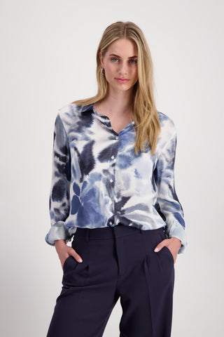 Monari Floral Print Blouse Blue - MMJs Fashion